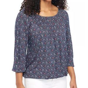 MICHAEL Michael Kors 3/4 Sleeve Clover Peasant Top